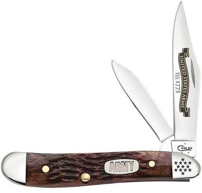 W.R. Case XX Knives US Army Jigged Burnt Walnut Bone Peanut Stainless Pocket Knife 15030