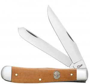 W.R. Case XX Knives Boy Scouts Brown Canvas Laminate Trapper Stainless Pocket Knife 18051