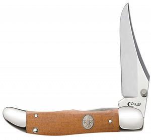 W.R. Case XX Knives Boy Scout Brown Canvas Laminate Kickstart Mid Folding Hunter Stainless Pocket Knife 18053