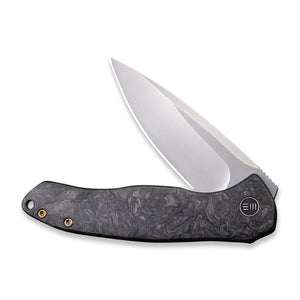 WE Knife Co., Ltd™ Kitefin Frame Lock WE2001A Black Marble Carbon Fiber and Titanium CPM S35VN Stainless Steel Pocket Knife