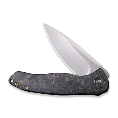 WE Knife Co., Ltd™ Kitefin Frame Lock WE2001A Black Marble Carbon Fiber and Titanium CPM S35VN Stainless Steel Pocket Knife