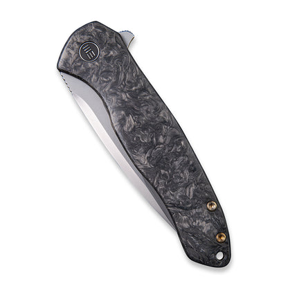 WE Knife Co., Ltd™ Kitefin Frame Lock WE2001A Black Marble Carbon Fiber and Titanium CPM S35VN Stainless Steel Pocket Knife