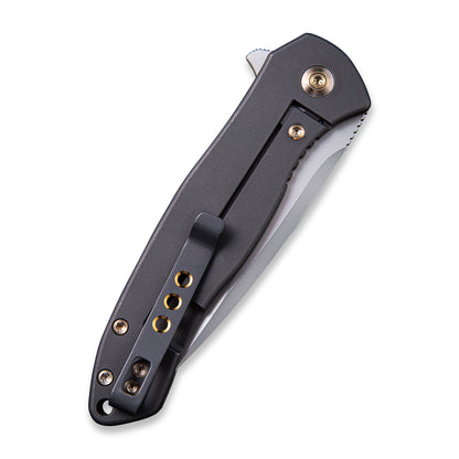 WE Knife Co., Ltd™ Kitefin Frame Lock WE2001A Black Marble Carbon Fiber and Titanium CPM S35VN Stainless Steel Pocket Knife