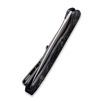 WE Knife Co., Ltd™ Kitefin Frame Lock WE2001A Black Marble Carbon Fiber and Titanium CPM S35VN Stainless Steel Pocket Knife