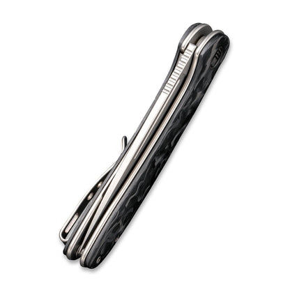 WE Knife Co., Ltd™ Saakshi Liner Lock WE20020C-1 Black Marble Carbon Fiber CPM 20CV Stainless Steel Pocket Knife