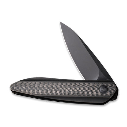 WE Knife Co., Ltd™ Black Void Opus Liner Lock WE2010V-1 Black Twill Carbon Fiber and Black Titanium CPM 20CV Stainless Steel Pocket Knife