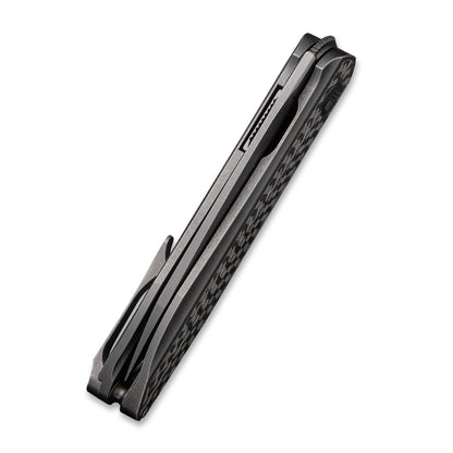 WE Knife Co., Ltd™ Black Void Opus Liner Lock WE2010V-1 Black Twill Carbon Fiber and Black Titanium CPM 20CV Stainless Steel Pocket Knife