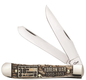 W.R. Case XX Knives Korean War Embellished Natural Bone Trapper Stainless Pocket Knife 22031