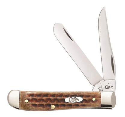 W.R. Case XX Knives Pocket Knife Worn Burnt Brown Bone Mini Trapper Stainless Pocket Knife 23651