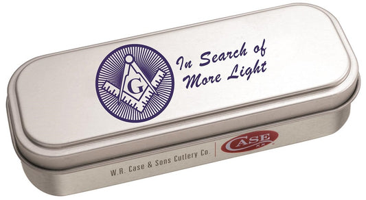 W.R. Case XX Knives Masonic Jigged Blue Bone Mini Copperlock Stainless Pocket Knife 25531