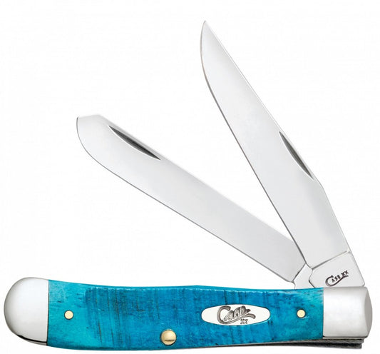W.R. Case XX Knives Sawcut Caribbean Blue Bone Trapper Stainless Pocket Knife 25592