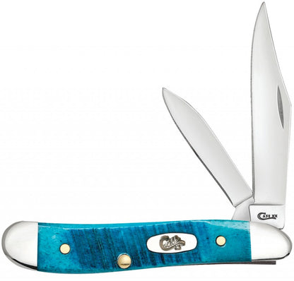 W.R. Case XX Knives Sawcut Caribbean Blue Bone Peanut Stainless Pocket Knife 25596