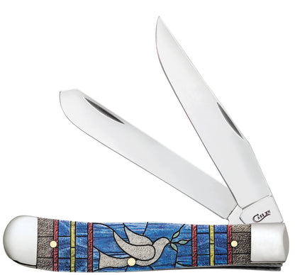 Case XX™ Knives Trapper White Dove Stained Glass Bone Stainless Pocket Knife 38715