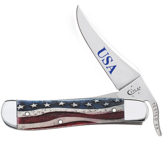 Case XX™ Knives Russlock Star Spangled Natural Bone US Flag Stainless Pocket Knife 64133