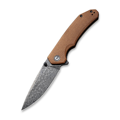 CIVIVI Knives™ Brazen Liner Lock C2102DS-1 Brown Micarta Damascus Steel Pocket Knife