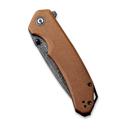 CIVIVI Knives™ Brazen Liner Lock C2102DS-1 Brown Micarta Damascus Steel Pocket Knife
