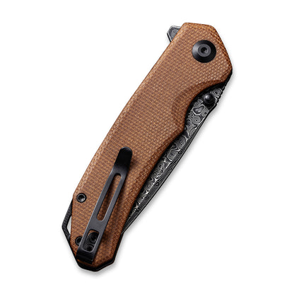 CIVIVI Knives™ Brazen Liner Lock C2102DS-1 Brown Micarta Damascus Steel Pocket Knife