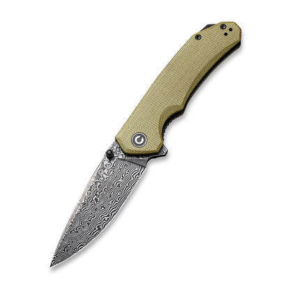 CIVIVI Knives™ Brazen Liner Lock C2102DS-2 Olive Micarta Damascus Steel Pocket Knife