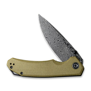 CIVIVI Knives™ Brazen Liner Lock C2102DS-2 Olive Micarta Damascus Steel Pocket Knife