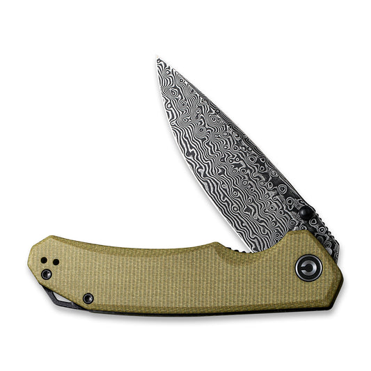 CIVIVI Knives™ Brazen Liner Lock C2102DS-2 Olive Micarta Damascus Steel Pocket Knife