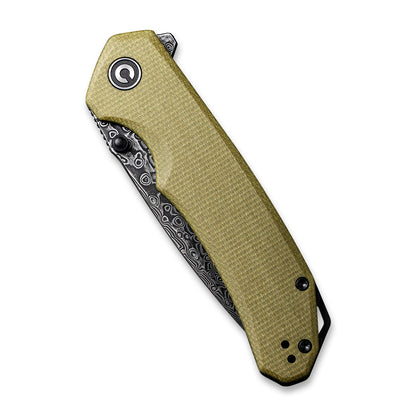 CIVIVI Knives™ Brazen Liner Lock C2102DS-2 Olive Micarta Damascus Steel Pocket Knife