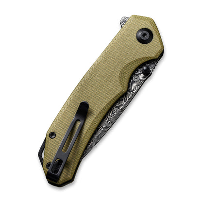 CIVIVI Knives™ Brazen Liner Lock C2102DS-2 Olive Micarta Damascus Steel Pocket Knife