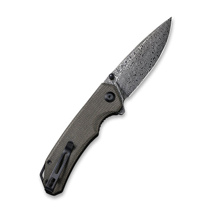 CIVIVI Knives™ Brazen Liner Lock C2102DS-3 Dark Green Micarta Damascus Steel Pocket Knife