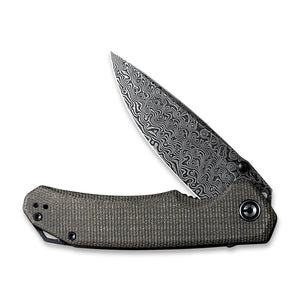 CIVIVI Knives™ Brazen Liner Lock C2102DS-3 Dark Green Micarta Damascus Steel Pocket Knife