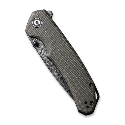 CIVIVI Knives™ Brazen Liner Lock C2102DS-3 Dark Green Micarta Damascus Steel Pocket Knife