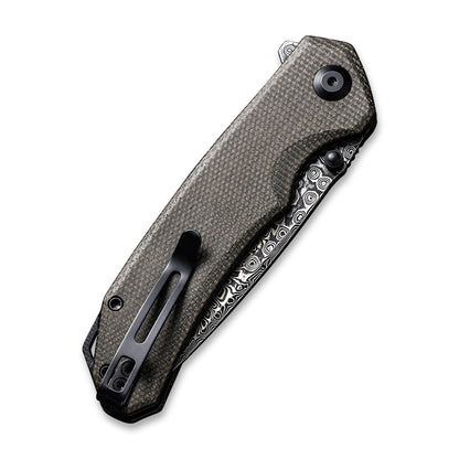 CIVIVI Knives™ Brazen Liner Lock C2102DS-3 Dark Green Micarta Damascus Steel Pocket Knife
