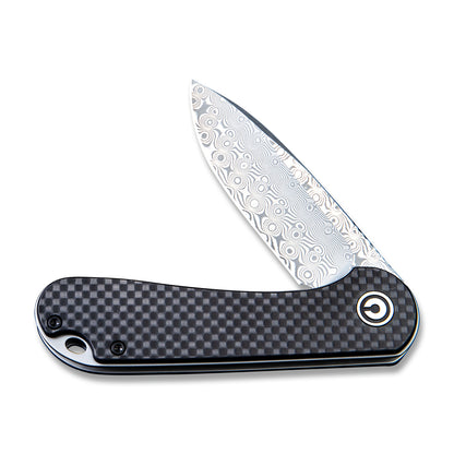 CIVIVI Knives™ Elementum Liner Lock C907DS Carbon Fiber & Black G10 Damascus Steel Pocket Knife