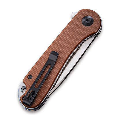 CIVIVI Knives™ Elementum Liner Lock C907M Brown Micarta D2 Stainless Steel Pocket Knife