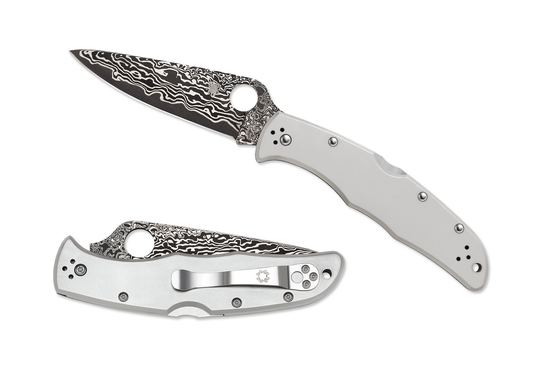 Spyderco Knives™ Endura Lockback C10TIPD 6AL-4V Titanium D.P.S. 15 Stainless Damascus Steel with VG-10 Core Pocket Knife