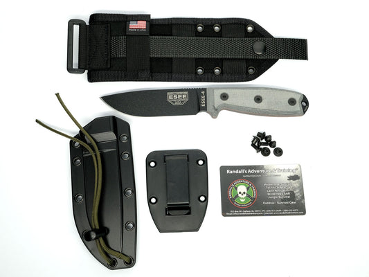 ESEE Knives™ Full-Tang Fixed Blade 4P-MB-B Natural Canvas Micarta 1095 Carbon Steel Knife