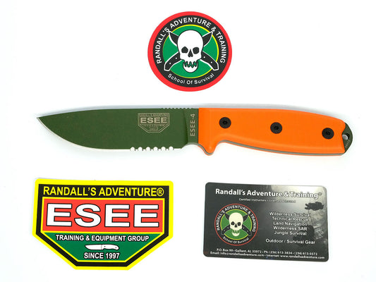 ESEE Knives™ Full-Tang Fixed Blade 4S-KO-OD Orange G10 1095 Carbon Steel Knife