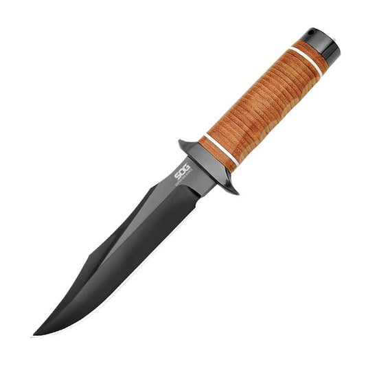 SOG Specialty Knives™ Super SOG Bowie SB1T-L Brown Leather AUS-8 Stainless Steel Knife