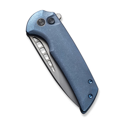 WE Knife Co., Ltd™ Mini Malice Button Lock WE054BL-3 Blue 6AL4V Titanium CPM 20CV Stainless Steel Pocket Knife