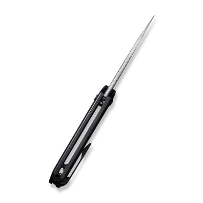 WE Knife Co., Ltd™ Mini Malice Button Lock WE054BL-DS1 Black 6AL4V Titanium Heimskringla Damasteel Pocket Knife