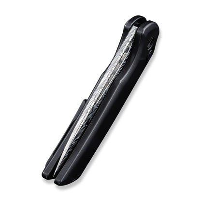 WE Knife Co., Ltd™ Mini Malice Button Lock WE054BL-DS1 Black 6AL4V Titanium Heimskringla Damasteel Pocket Knife