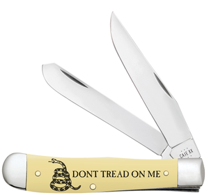 W.R. Case XX Knives 'Don't Tread On Me' Trapper 6089 Yellow Delrin Stainless Steel Pocket Knife 06089