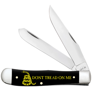 W.R. Case XX Knives 'Don't Tread On Me' Trapper 6090 Black Delrin Stainless Steel Pocket Knife 06090