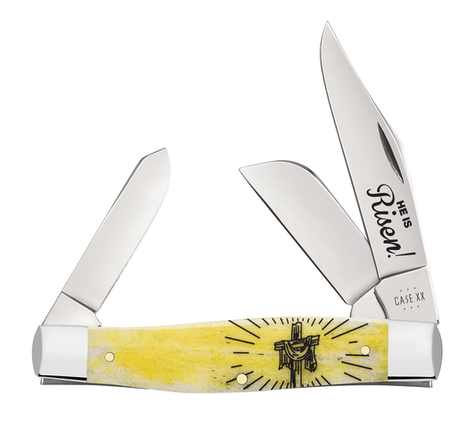 W.R. Case XX Knives Easter 'He Is Risen' Large Stockman 10628 Yellow Bone 1/350 Pocket Knife