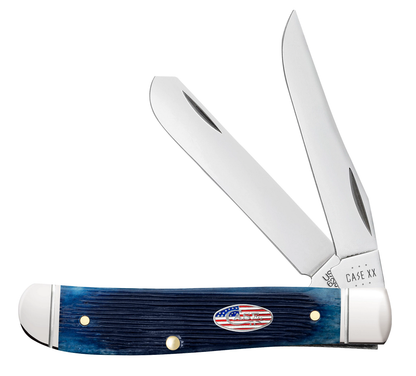 W.R. Case XX Knives Shot Show Mini Trapper 10777 Barnboard Jig Navy Blue Bone Stainless Pocket Knife
