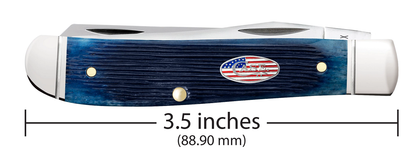 W.R. Case XX Knives Shot Show Mini Trapper 10777 Barnboard Jig Navy Blue Bone Stainless Pocket Knife
