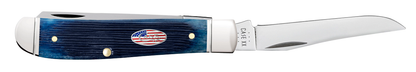 W.R. Case XX Knives Shot Show Mini Trapper 10777 Barnboard Jig Navy Blue Bone Stainless Pocket Knife