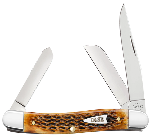 W.R. Case XX Knives Shot Show Medium Stockman Corn Cob Jig Burnt Amber Bone Stainless Pocket Knife 10778