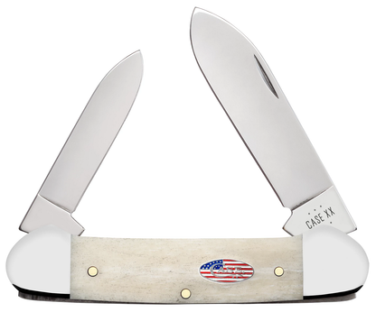 W.R. Case XX Knives Canoe Stars & Stripes Natural Bone 14092 Carbon Steel Pocket Knife