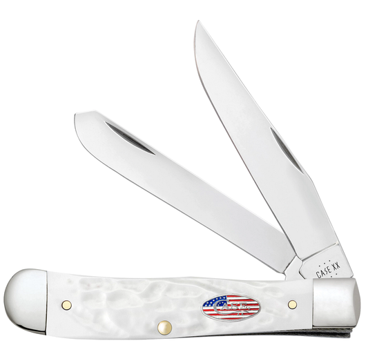 W.R. Case XX Knives Trapper Stars & Stripes Rough White 14100 Stainless Pocket Knife