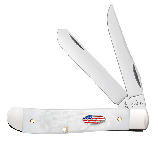 W.R. Case XX Knives Mini Trapper Stars & Stripes Rough White 14101 Stainless Pocket Knife