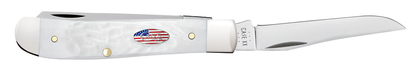 W.R. Case XX Knives Mini Trapper Stars & Stripes Rough White 14101 Stainless Pocket Knife